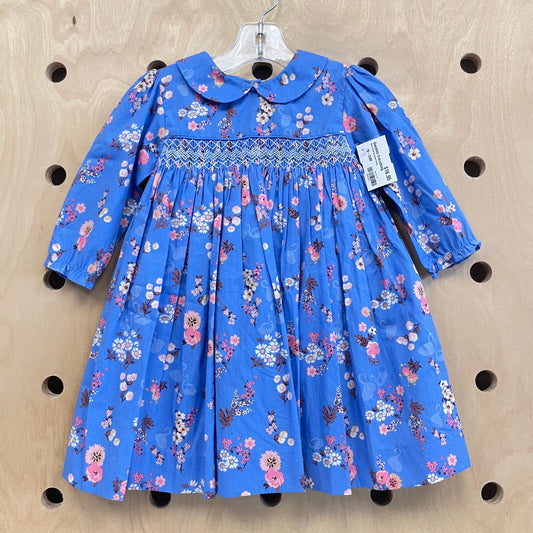 Blue Floral Smocked Dress