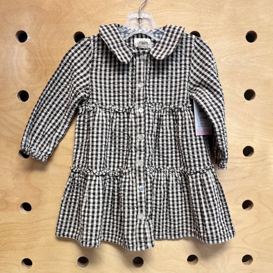Cream/Brown Gingham Dress