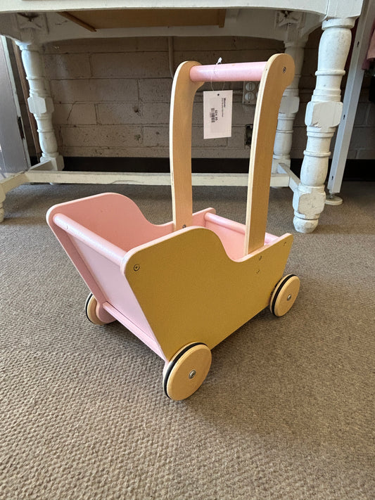 Pink Wooden Doll Pram
