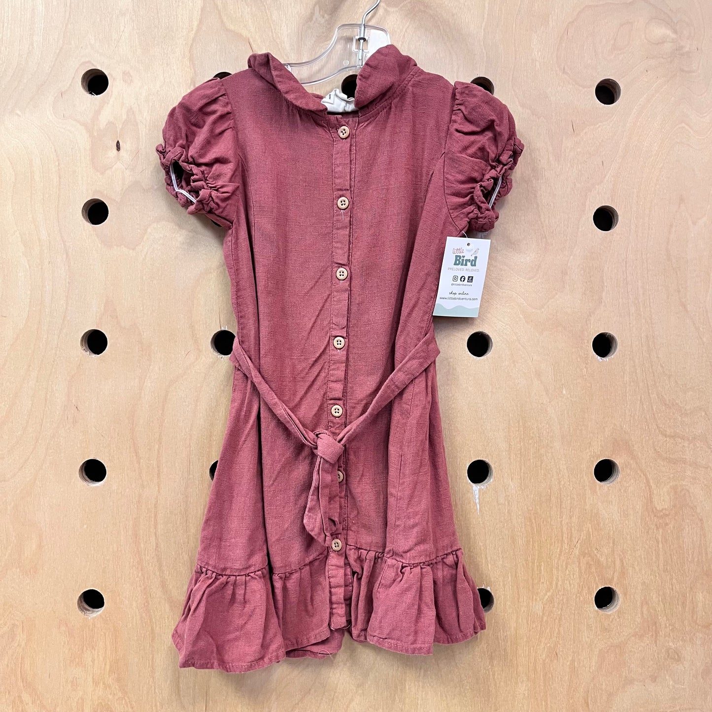 Terracotta Linen Blend Button Dress