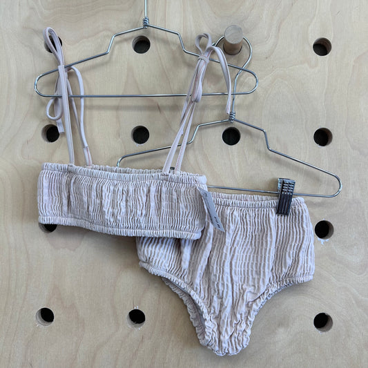 Tan Smocked Swimsuit
