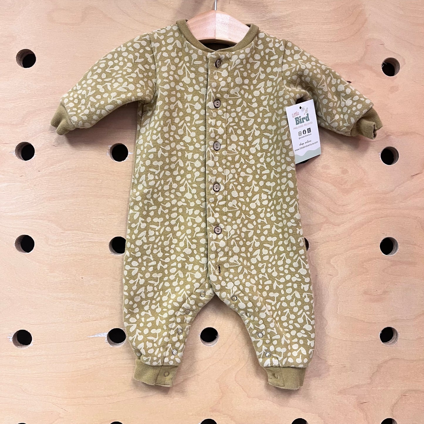 Mustard Floral Button Cotton Romper