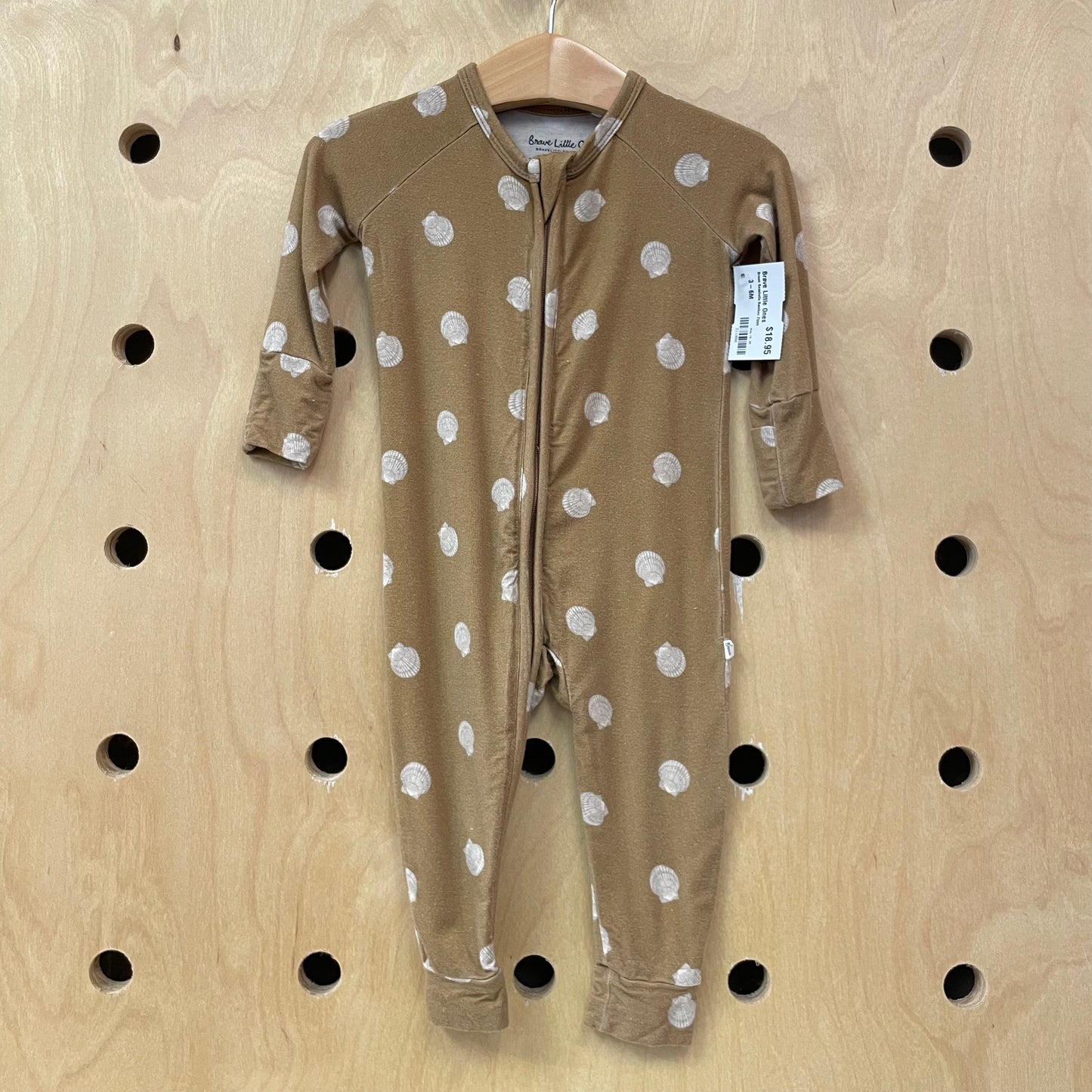 Brown Seashells Bamboo Zippy