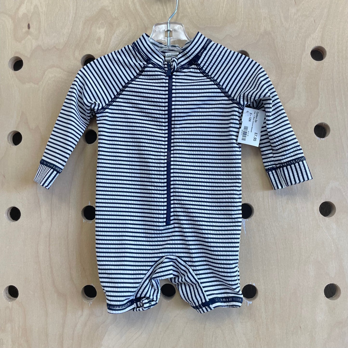 navy + White Textured Swimsuit