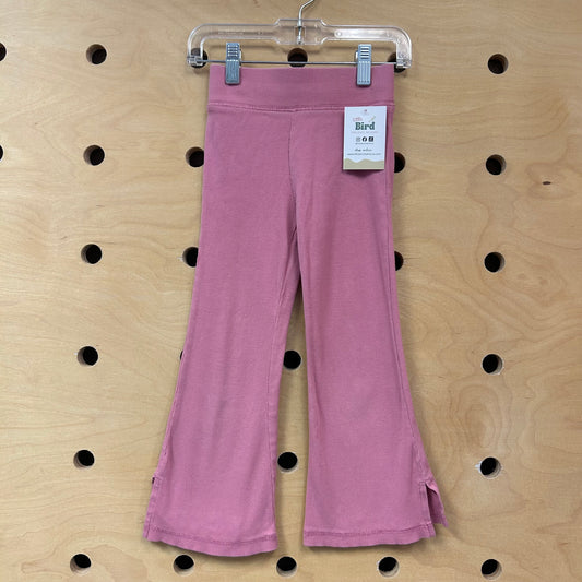 Pink Ribbed Flare Leggings