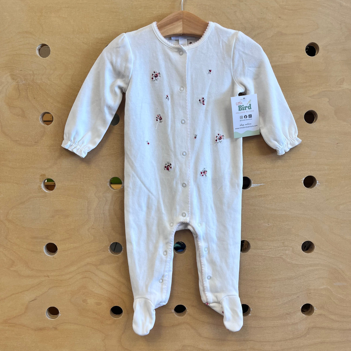White Embroider Floral Footies