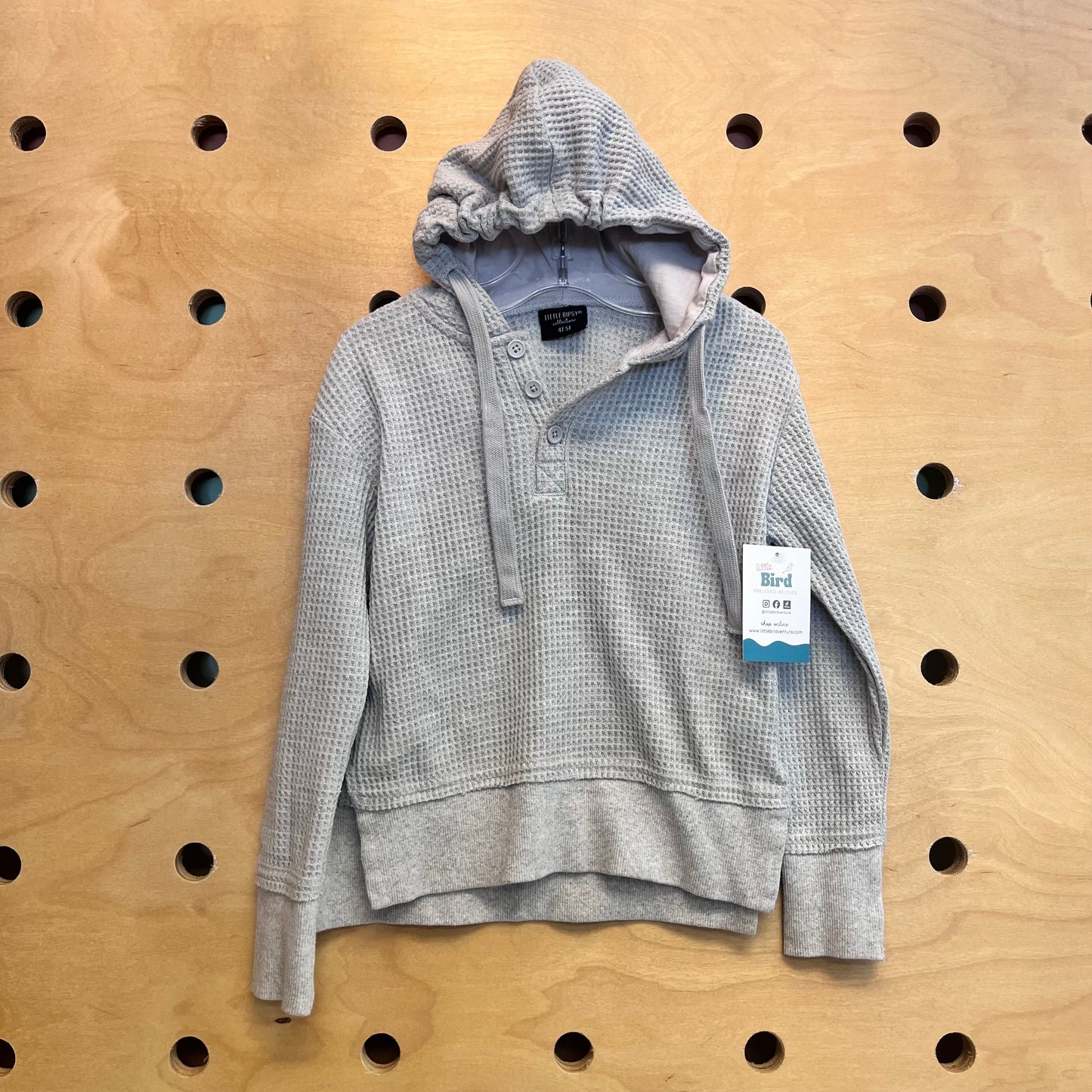 Grey Waffle Henley Hoodie