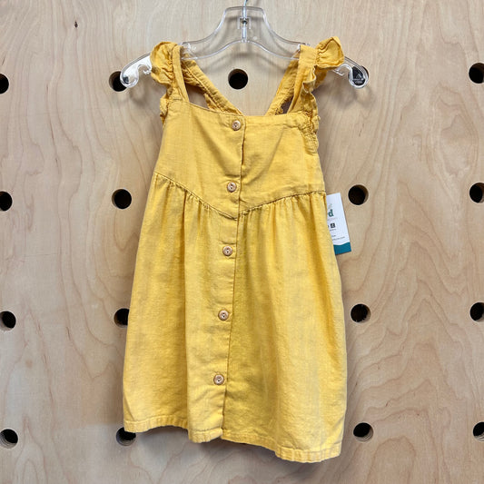 Yellow Cotton Button Dress