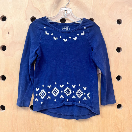 Navy + White Embroidered Tee