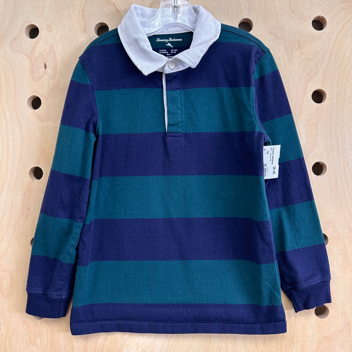 Navy + Green LS Polo