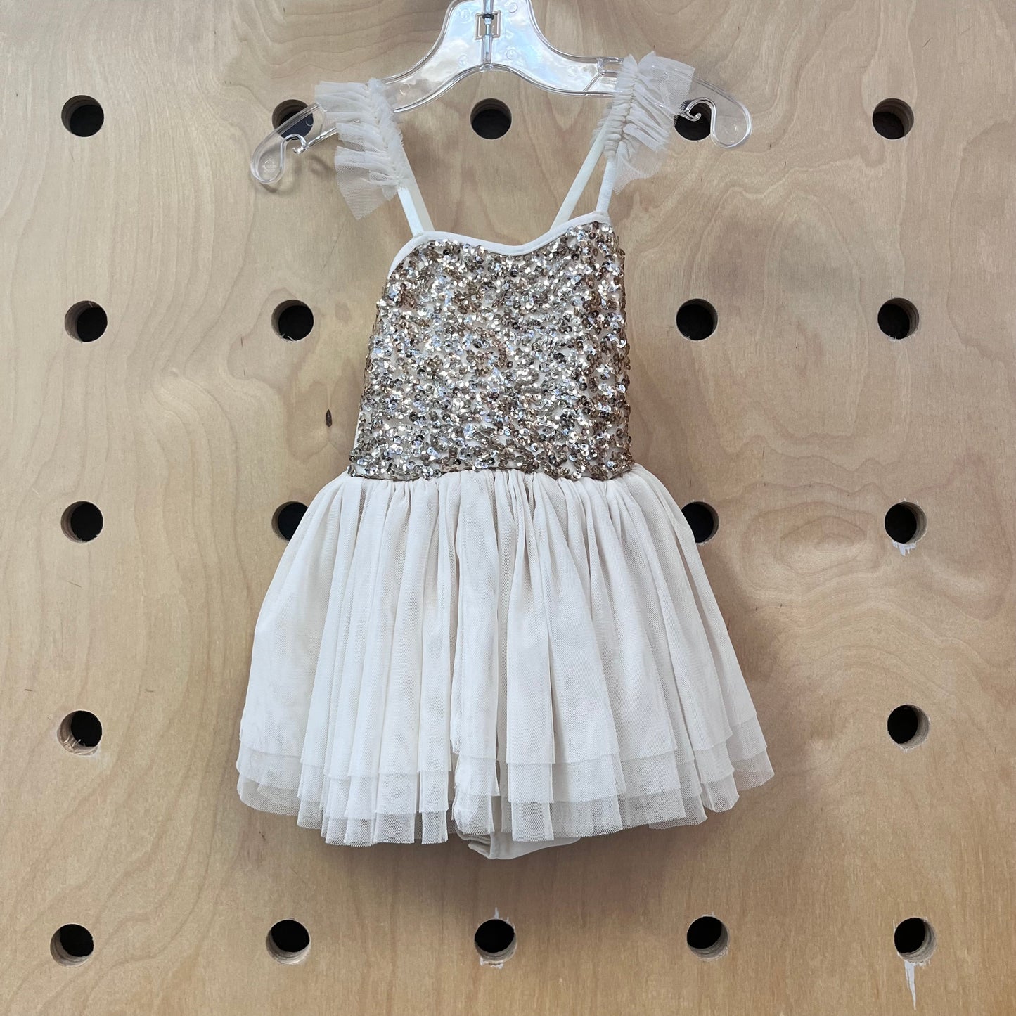 Gold Sequin + Tulle Bodysuit Dress