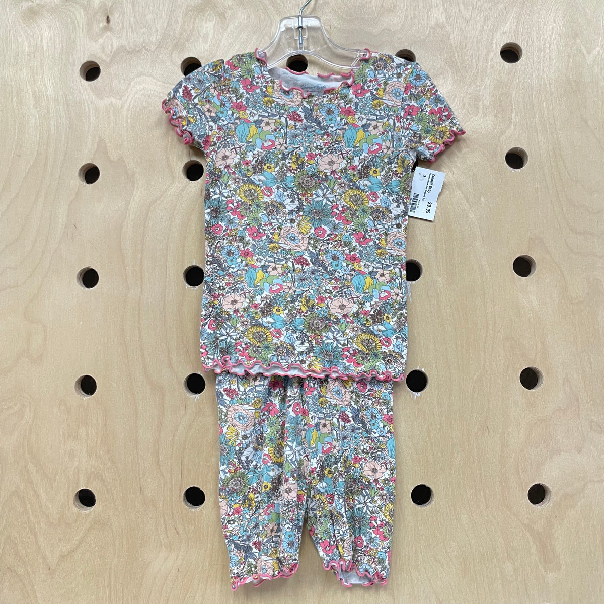 Floral Lettuce Hem Pajamas 2 pc