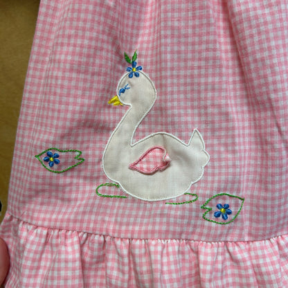 Little Set Pink/White Gingham Swan Dress
