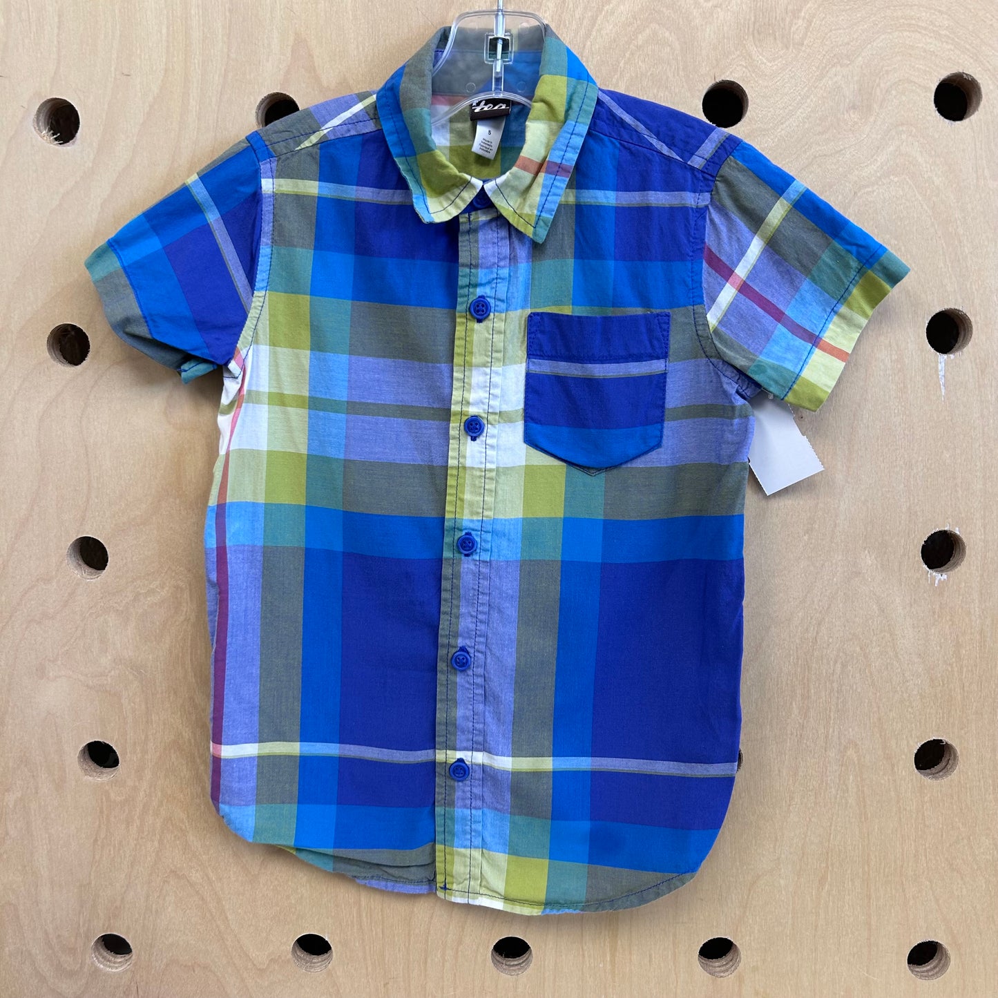 Green & Blue Plaid Button Up Shirt