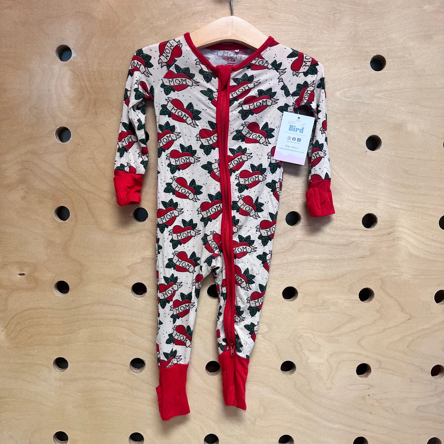 Cream/Red Bamboo 'Mom' Zippy