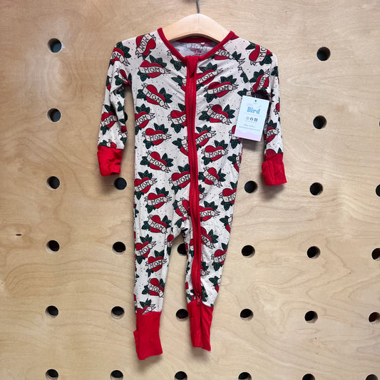 Cream/Red Bamboo 'Mom' Zippy