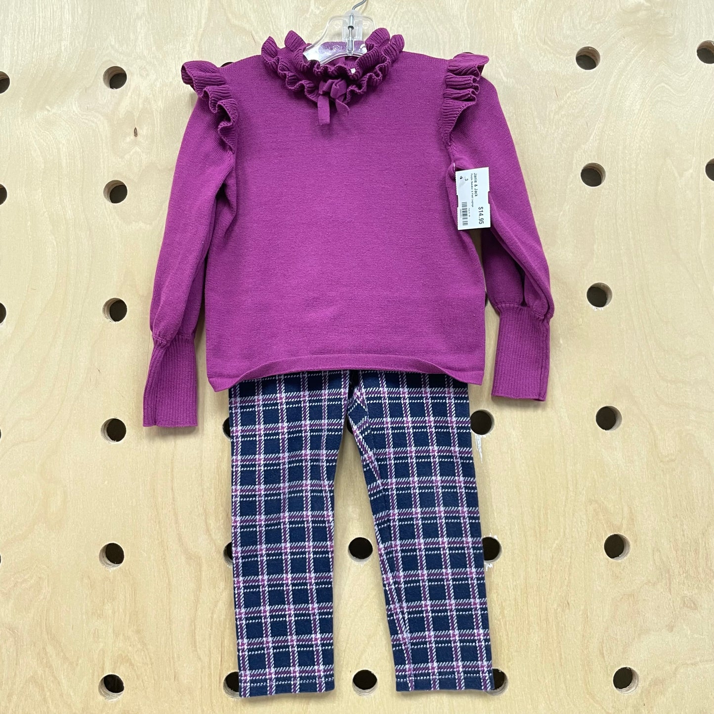 Purple Sweater & Plaid Leggings
