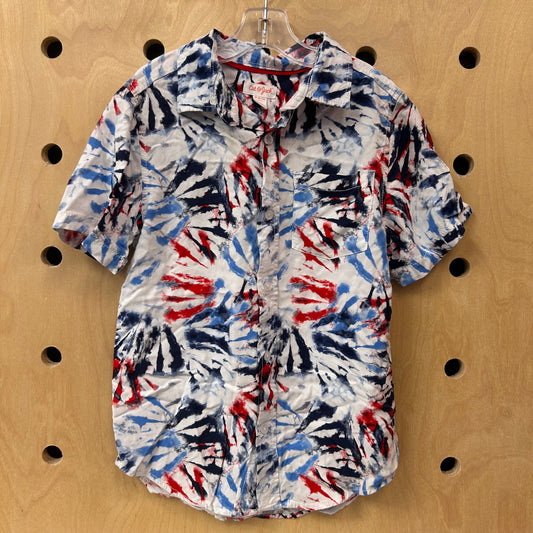 Tie Dye Patriotic Button Up