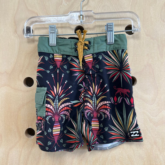 Green Floral Swim Trunks