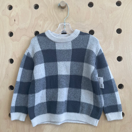 Grey Checkered Knit Sweater