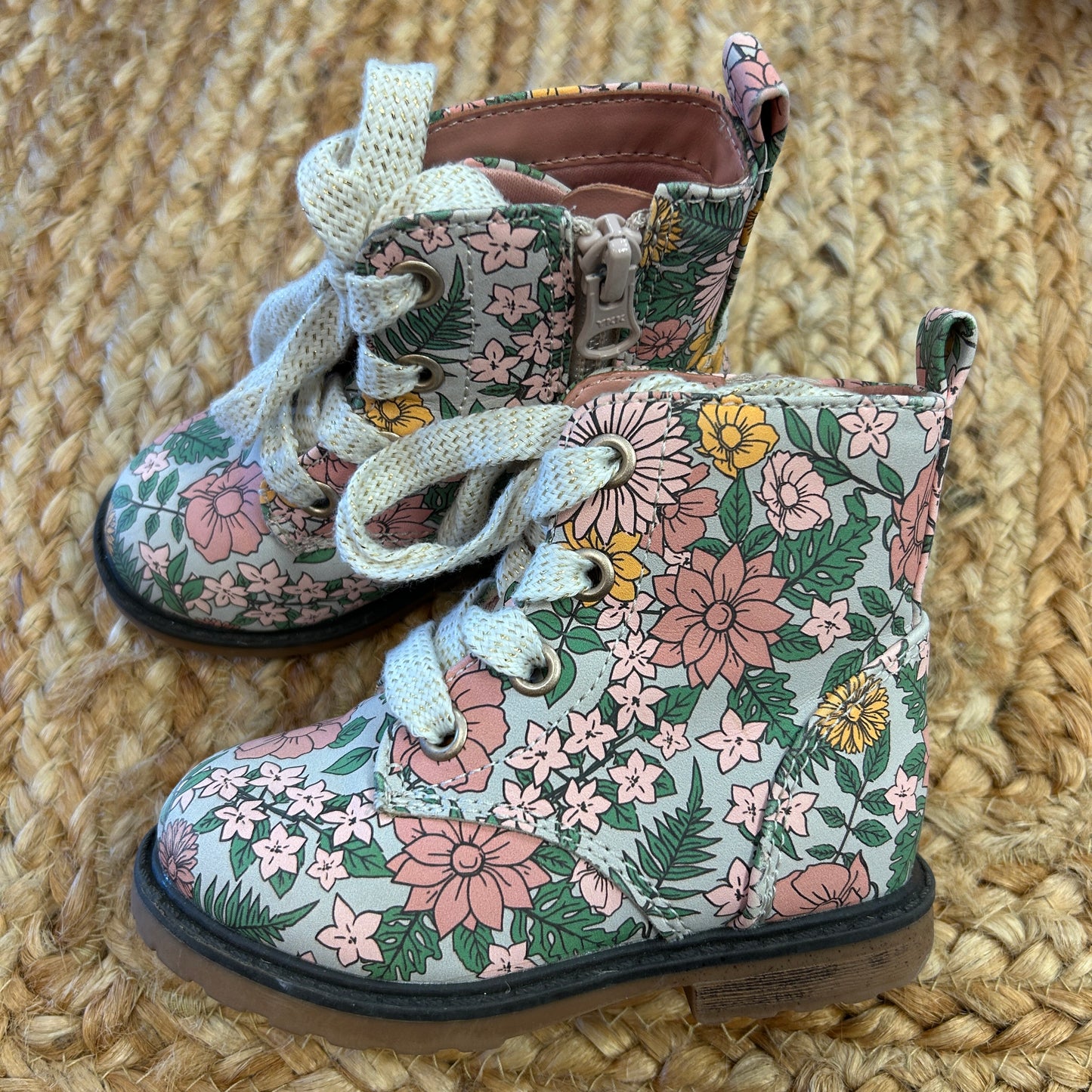 Grey Floral Boots