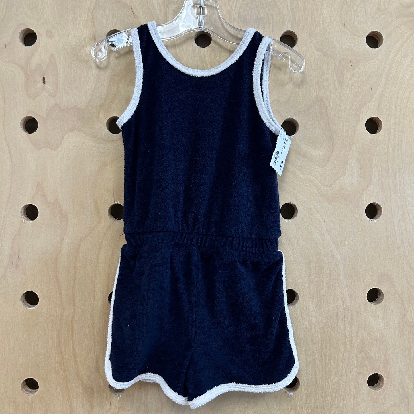Navy+White Terry Romper