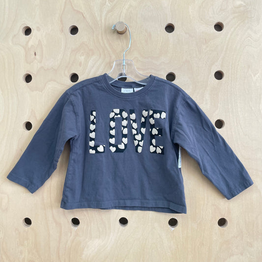 Grey Love Heart Crop Top