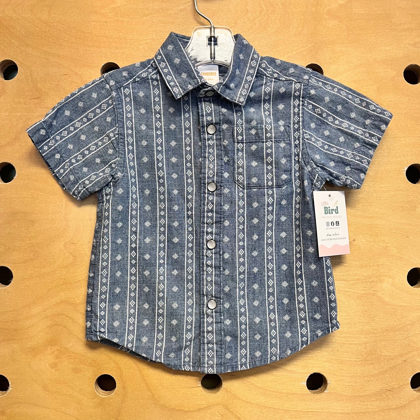 Blue Aztec Snap Collar Shirt