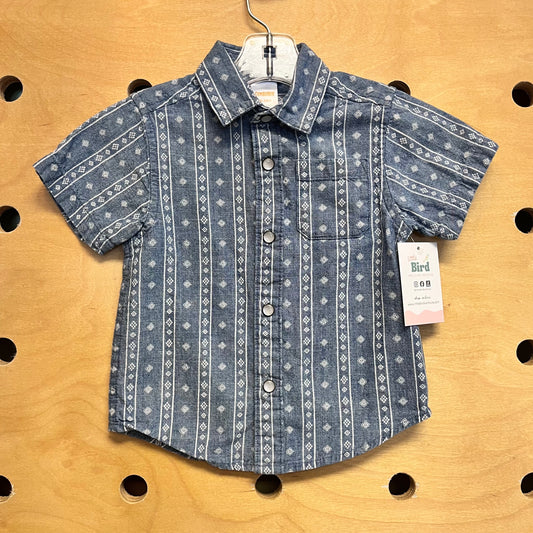 Blue Aztec Snap Collar Shirt