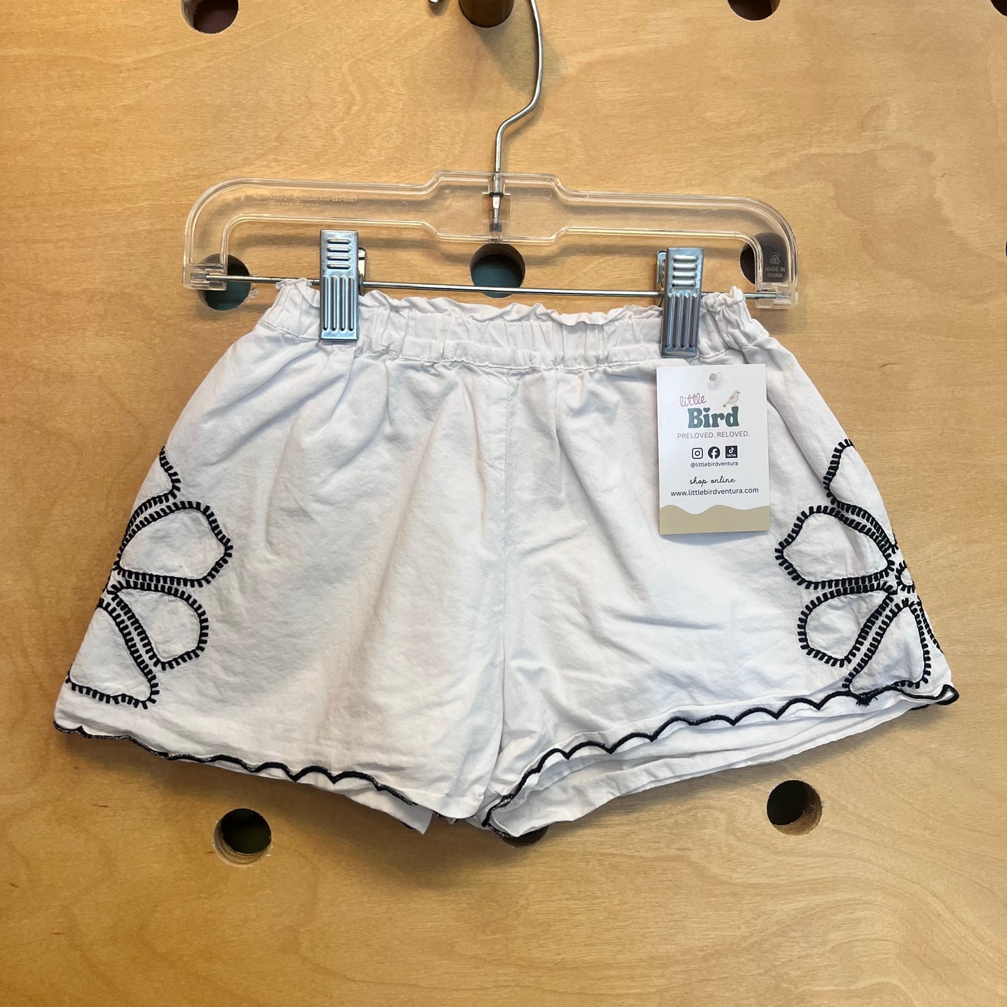White & Black Embroidered Shorts