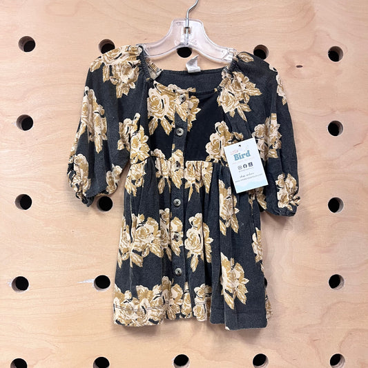 Grey/Mustard Floral Bamboo Dress