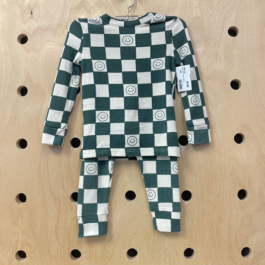 Green Checker Smileys Pajamas
