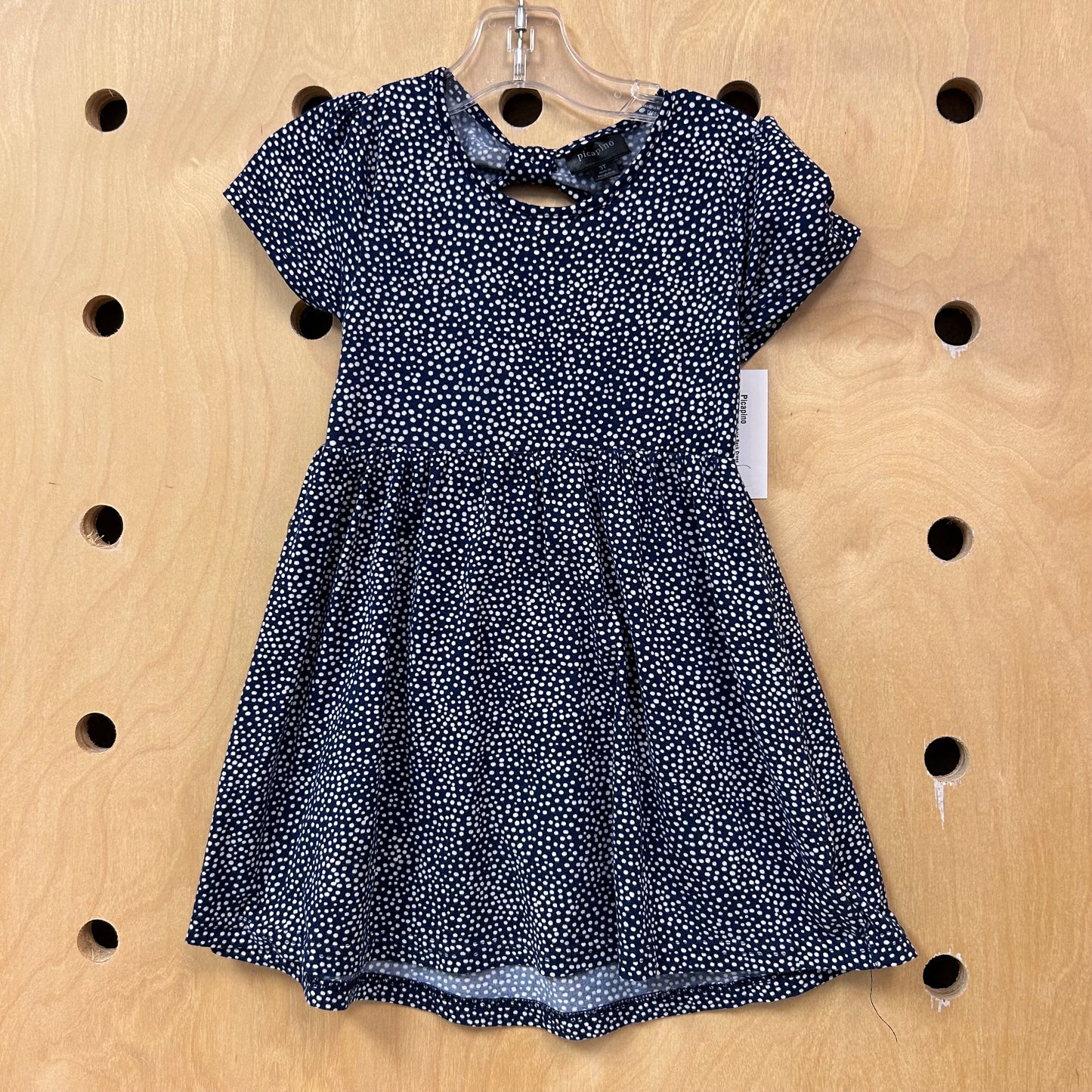 Blue Spotty Keyhole Back Dress