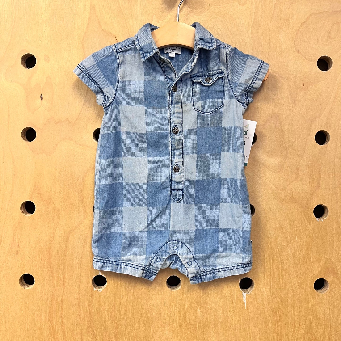 Checkered Denim Romper