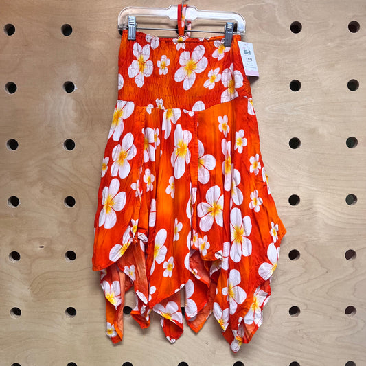 Orange/White Flower Hawaiian Dress
