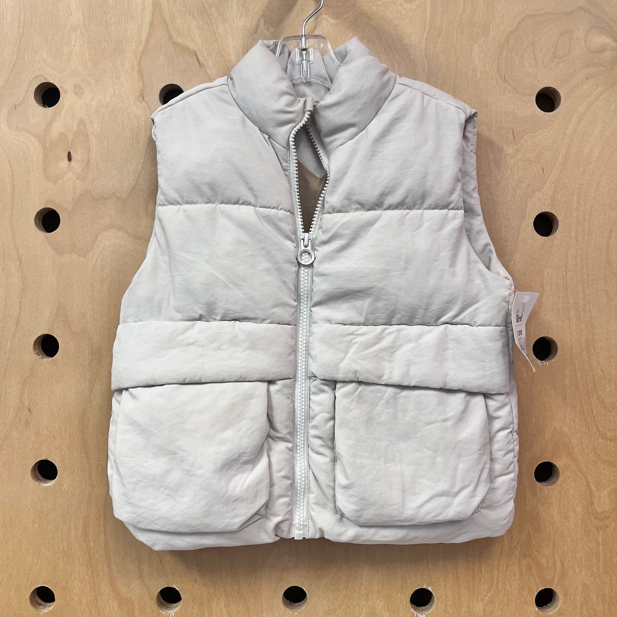 Beige Pocket Puffer Vest