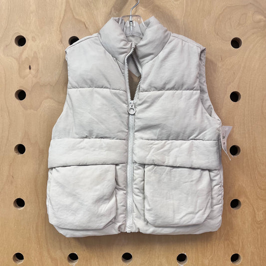 Beige Pocket Puffer Vest