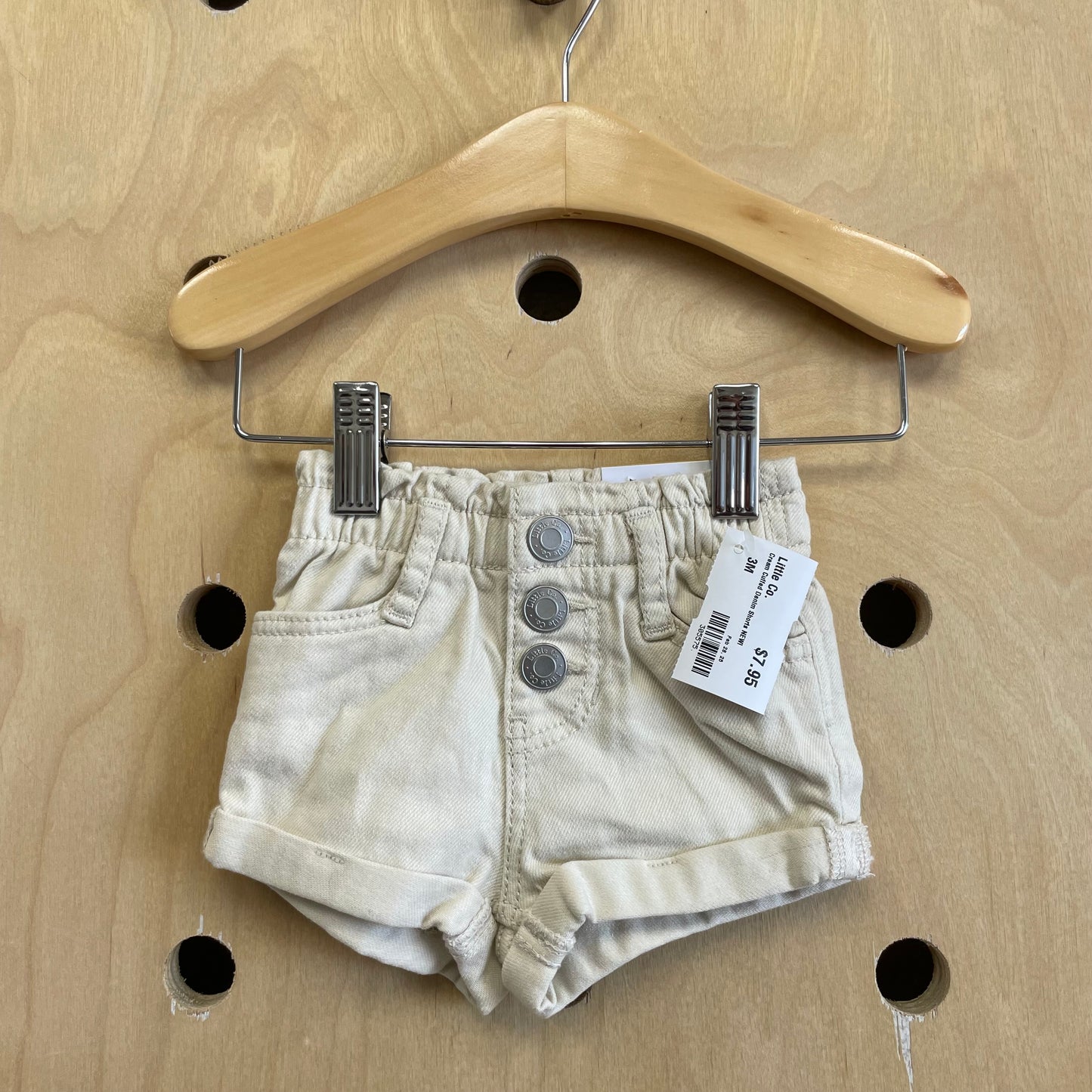 Cream Cuffed Denim Shorts NEW!