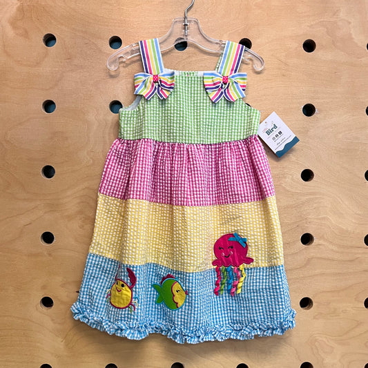 Colorblock Seersucker Sea Life Dress