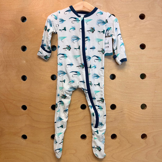 White/Blue Bamboo Fish Footies