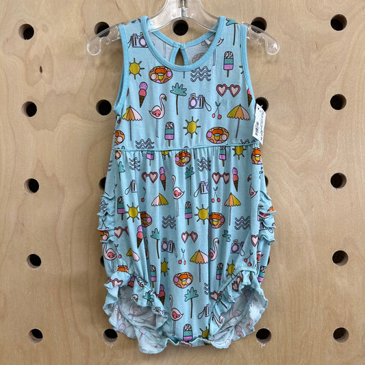 Blue Summer Emojis Romper