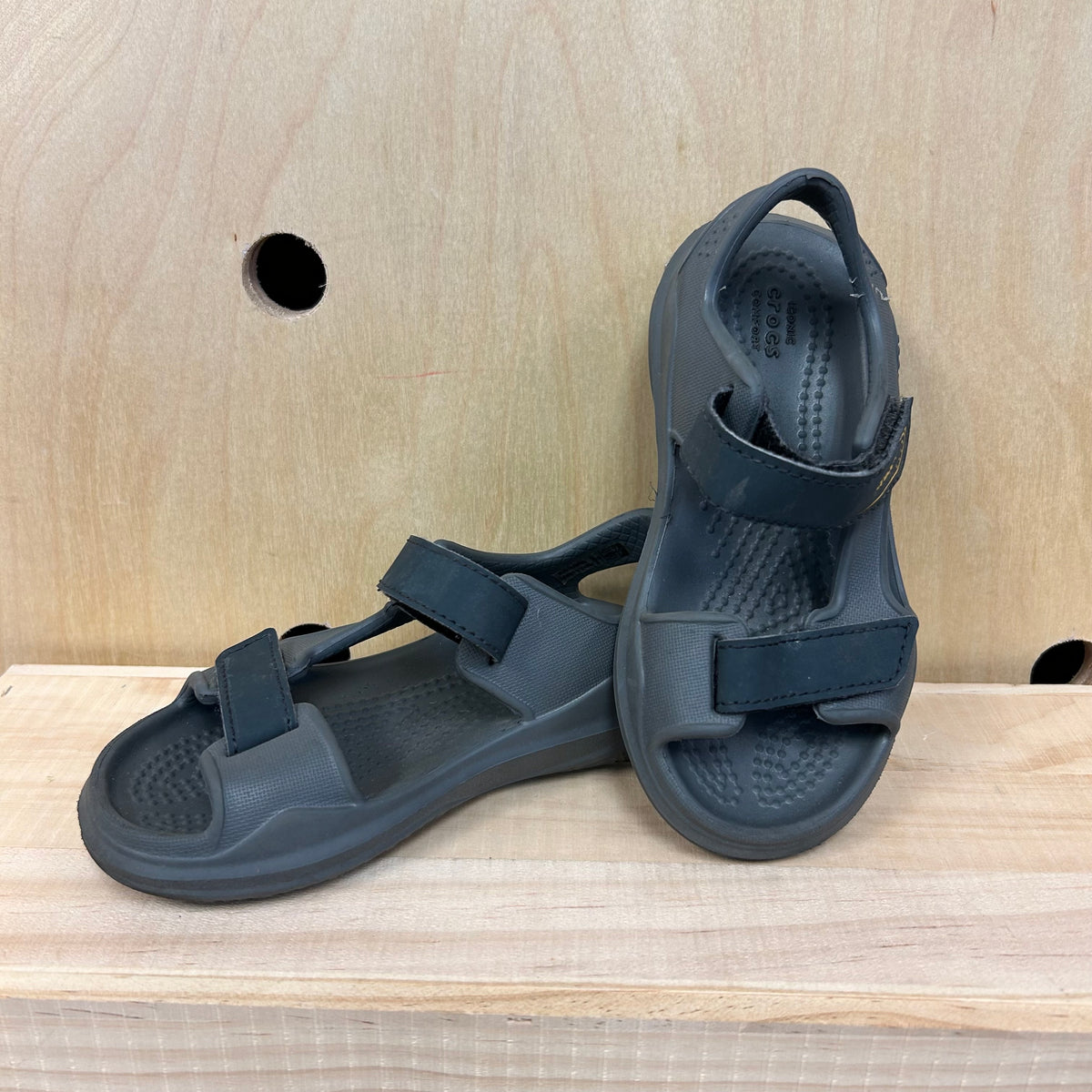Grey Velcro Strap Sandals