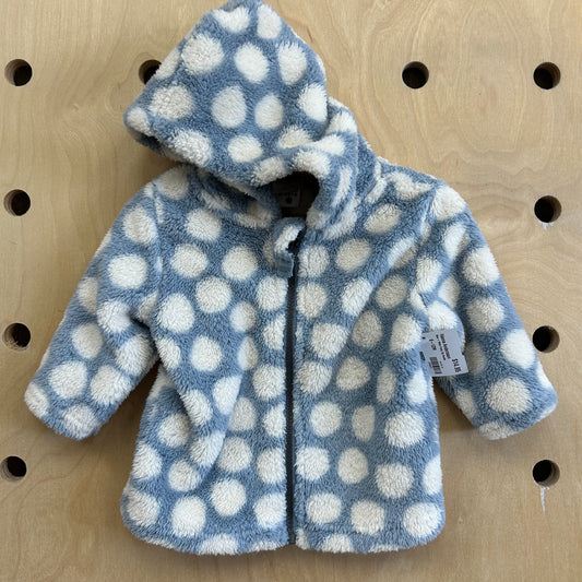 Blue + White Fuzzy Zip Hoodie