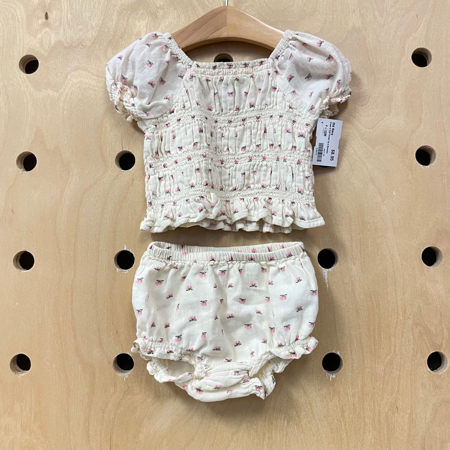 Cream & Pink Floral Top & Bloomies