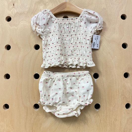Cream & Pink Floral Top & Bloomies