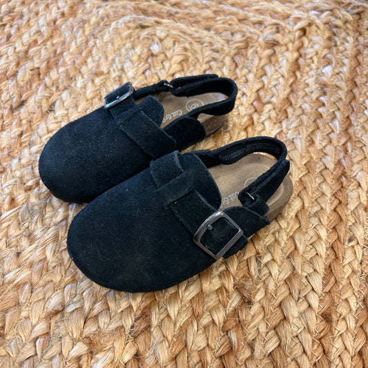 Black Suede Slingback Clogs