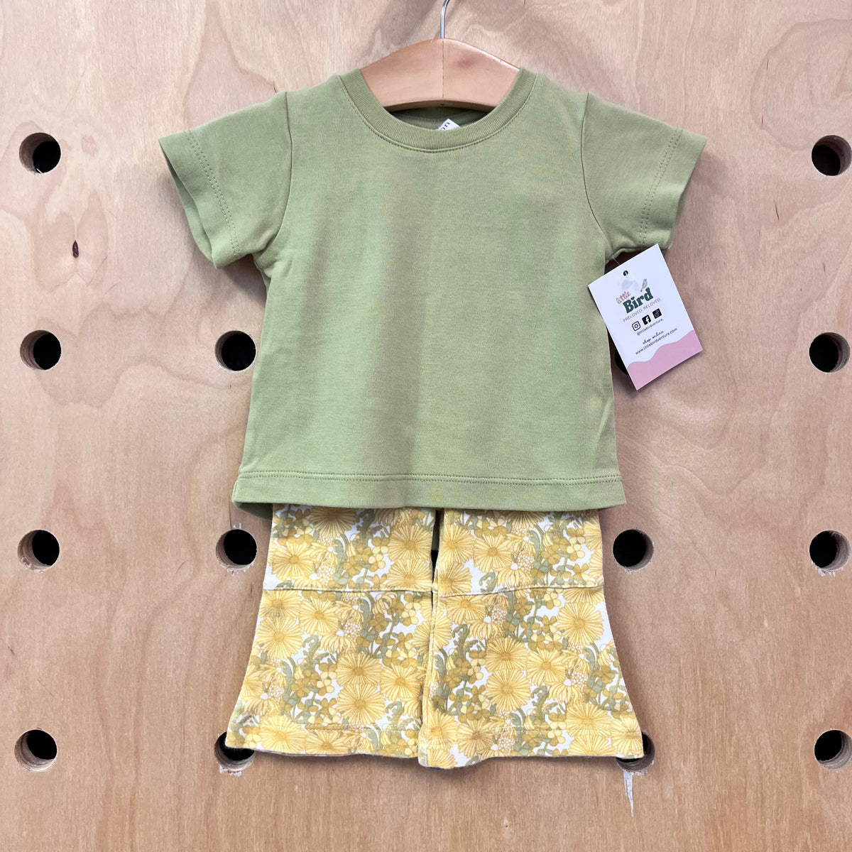 Organic Green + Yellow Floral Outfit