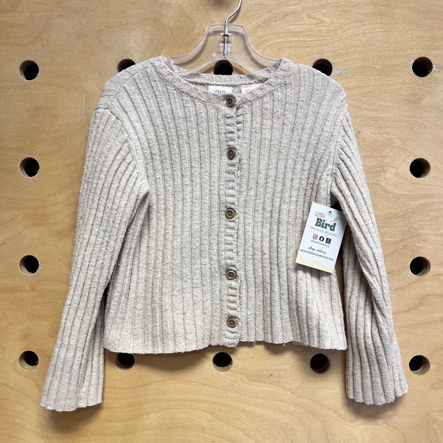 Cream Ribbed Knit Sweater