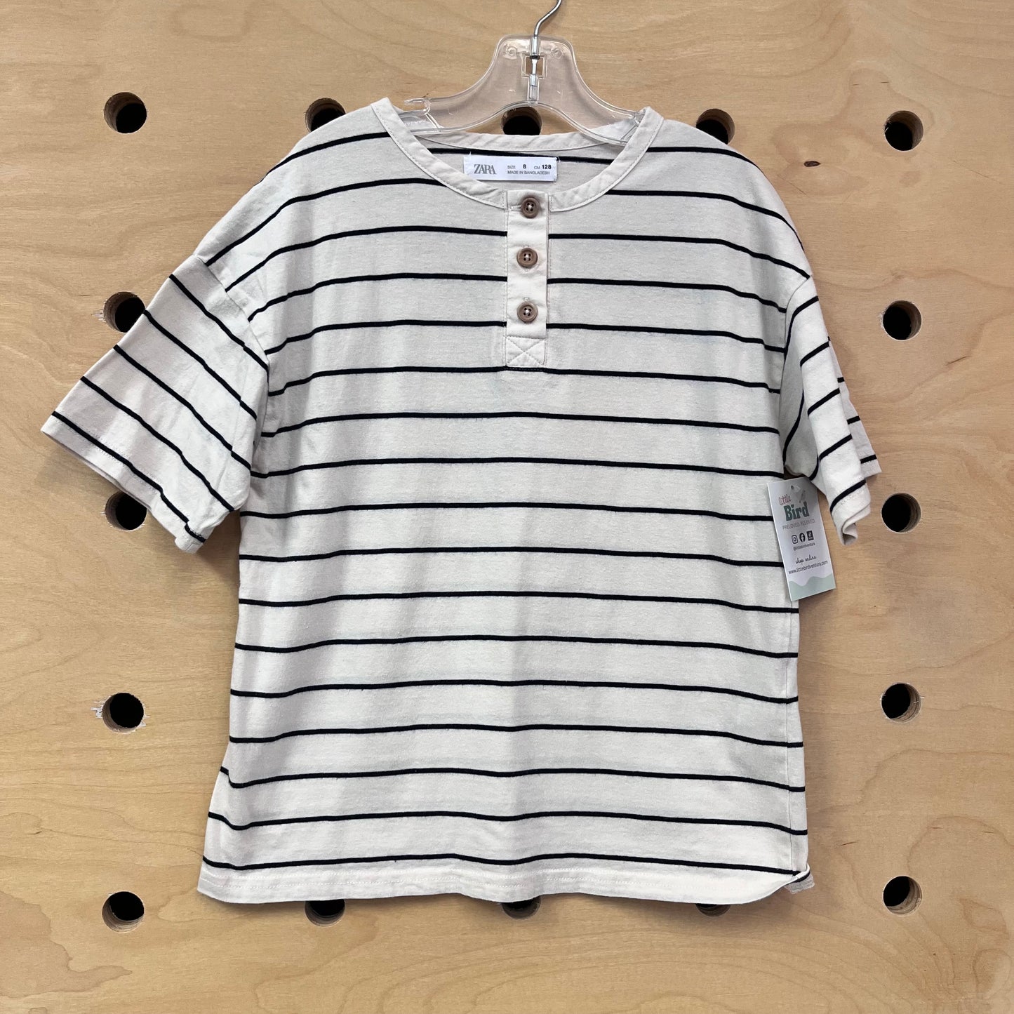 Navy/White Striped Cotton Henley