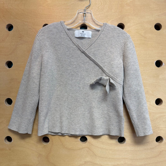 Taupe Ribbed Bow Long Sleeve